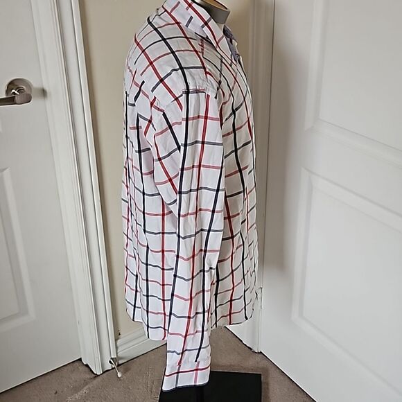 Jack & Jones Men's Stripped Long Sleeves Button Down Cotton Shirt XXL White/Red - Picture 5 of 16